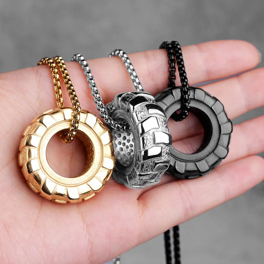 Reifen Fitness Gym Herren Lange Halsketten Anhänger Kette Hip Hop für Junge Männlich Edelstahl Schmuck Kreativität Geschenk Großhandel