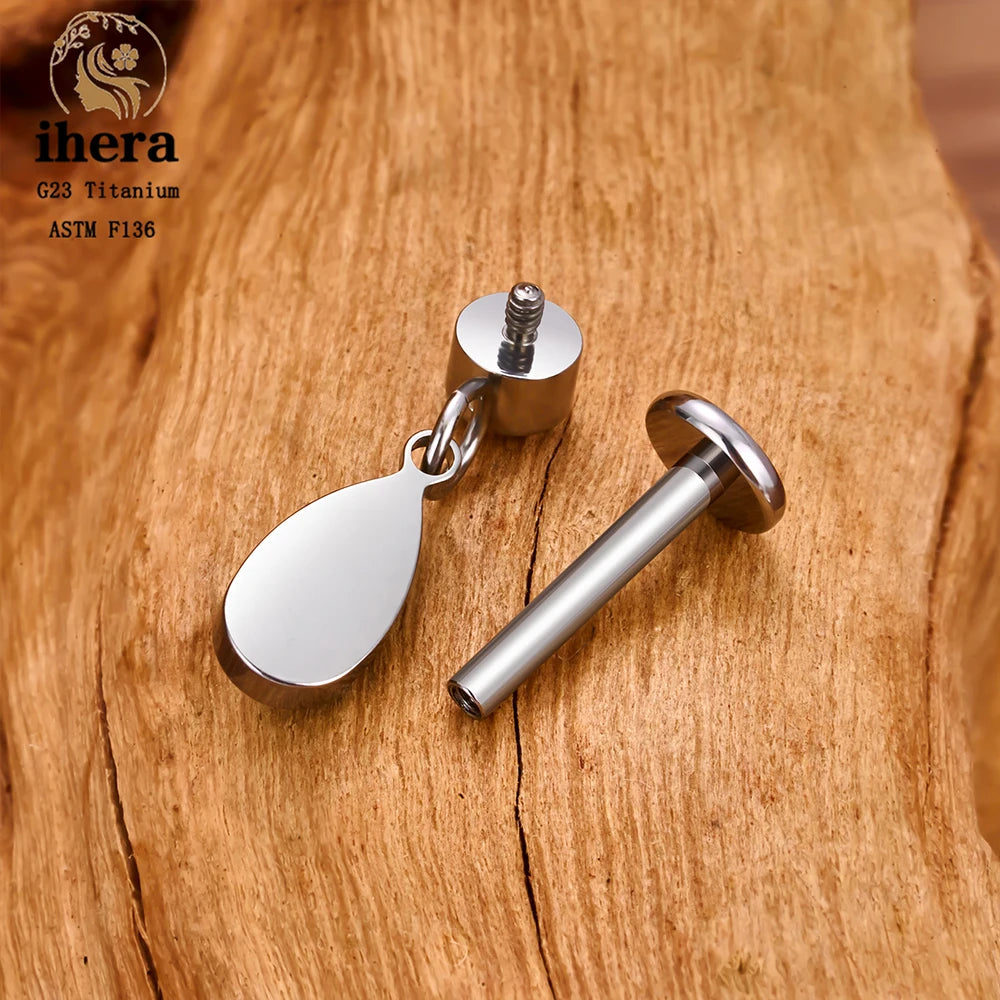 ASTM F136 G23 Titanium Piercing Water Drop Opal Stud Earrings 16G Labret Lip Ring Ear Tragus Cartilage Helix Daith Body Jewelry