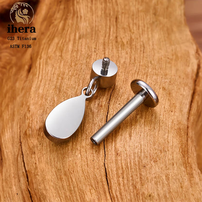 ASTM F136 G23 Titanium Piercing Water Drop Opal Stud Earrings 16G Labret Lip Ring Ear Tragus Cartilage Helix Daith Body Jewelry