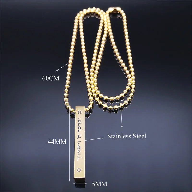 Jewish Hexagram Stainless Steel Chain Necklace Star of David Israel Necklaces Mezuzah Religion Amulet Jewelry collier NXHA194S02