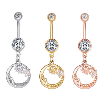 3pcs Gold Color Heart Butterfly Dangled Belly Piercing Sets 14G Stainlees Steel Navel Jewelry for Women Girls Body Belly Rings