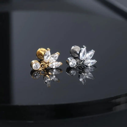 G23 Titanium Labret Monroe  Rings Piercing Zirconia Pendant Ear Cartilage Tragus Lobe Helix Piercing Women Body Jewelry 16G