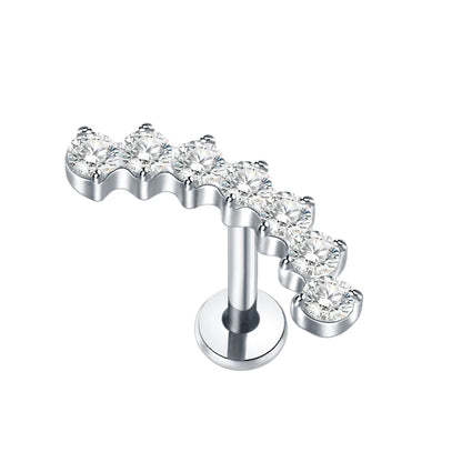 G23 Titanium Zircon Labret Piercings Lip Rings Gold Color CZ Cartilage Helix Lobe Conch Earring Stud Piercings Women Jewelry 16G