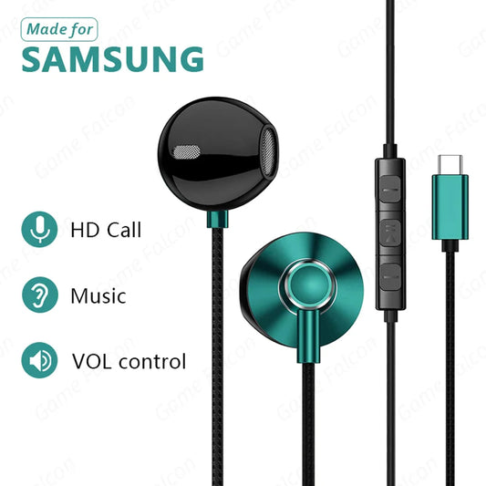 Type-C In-Ear Headphones with Volume and Bass Control