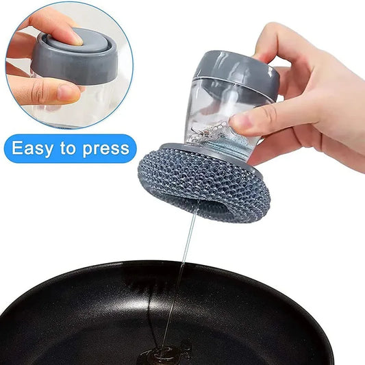 2 in 1 Handle Cleaning Brush Kitchen Cleaning Brush Removable Brush Sponge Dispenser Dishwashing Brush Kitchen Tools