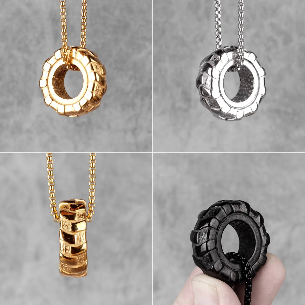 Reifen Fitness Gym Herren Lange Halsketten Anhänger Kette Hip Hop für Junge Männlich Edelstahl Schmuck Kreativität Geschenk Großhandel