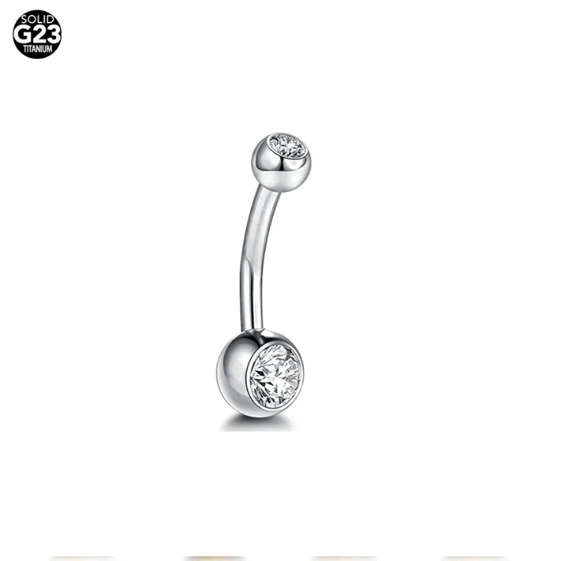 1Pcs G23 Titanium 14G Gold Color Belly Button Rings, Navel Nombril Piercing CZ Gem 6/8/10/12mm Bar Belly Piercing Sexy Jewelry