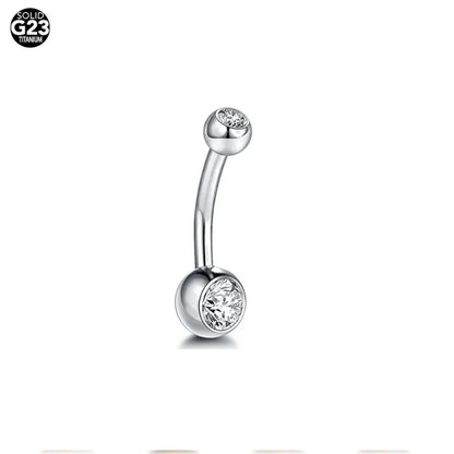 1Pcs G23 Titanium 14G Gold Color Belly Button Rings, Navel Nombril Piercing CZ Gem 6/8/10/12mm Bar Belly Piercing Sexy Jewelry
