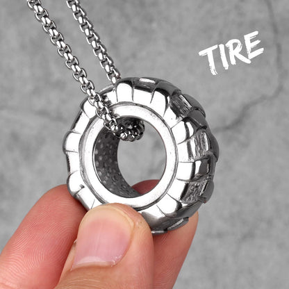 Reifen Fitness Gym Herren Lange Halsketten Anhänger Kette Hip Hop für Junge Männlich Edelstahl Schmuck Kreativität Geschenk Großhandel