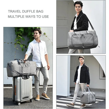 Duffel Bags Foldable Duffle Bag with Shoes Compartment Overnight Bags Waterproof Tear Resistant Clothes Organizer Storage Bag