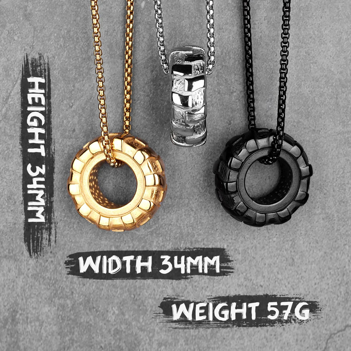 Reifen Fitness Gym Herren Lange Halsketten Anhänger Kette Hip Hop für Junge Männlich Edelstahl Schmuck Kreativität Geschenk Großhandel