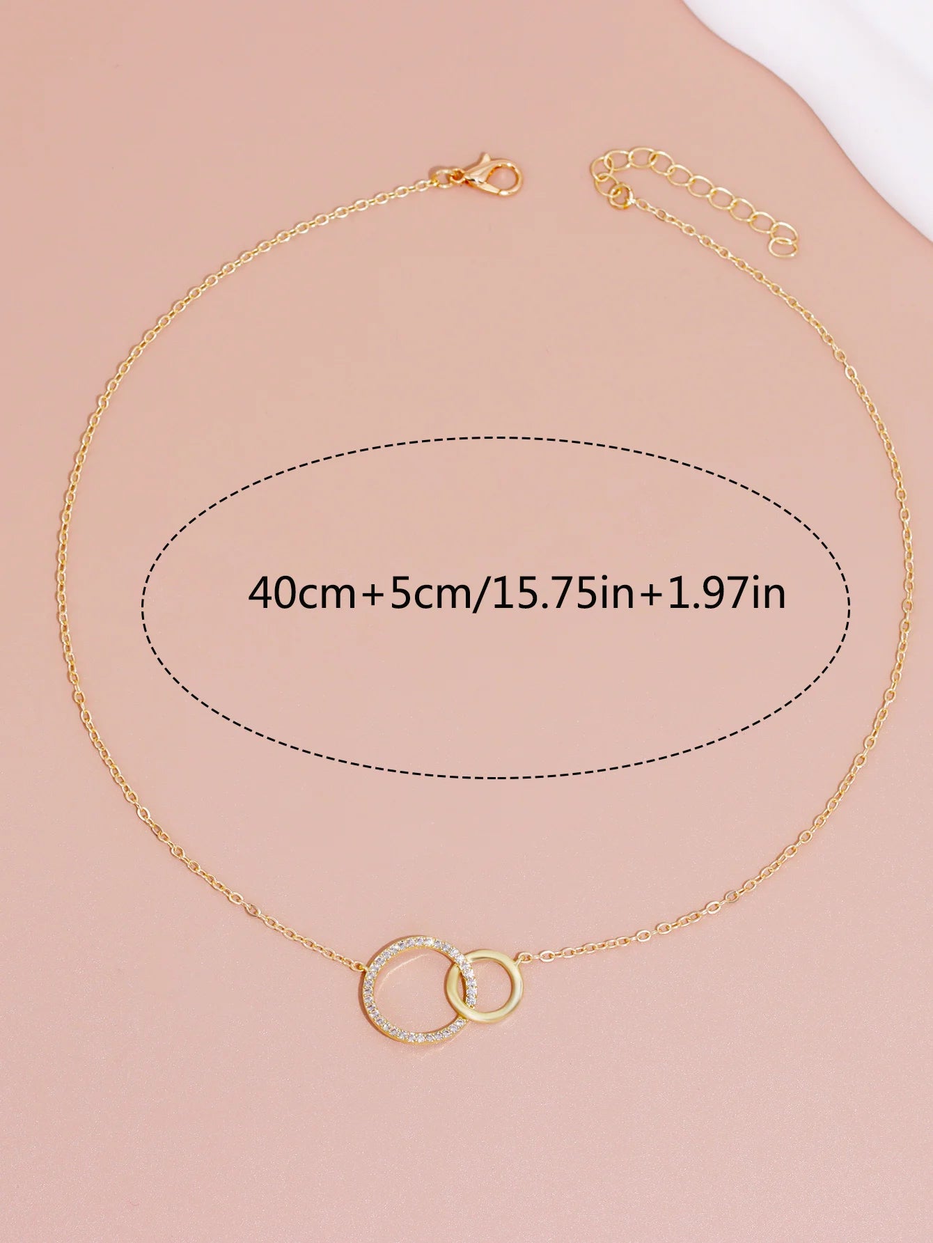 Edelstahlhalsketten für Damen, modische dünne Kette, minimalistisch, zierliche Halskette mit Doppelkreis-Anhänger am Hals, Schmuck