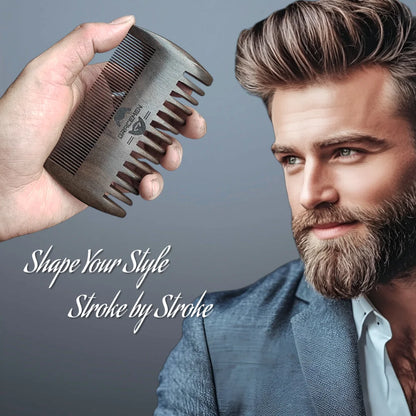 Gracemen Retro Beard Set - Boar Beard Brush & Double Sides Comb & Leather Protection Sleeve & Travel Pouch