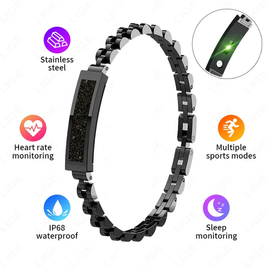 Chain Smart Bracelet for Women Bluetooth Connected APP Multi-Sports Heart Rate Blood Oxygen Sleep Monitor Ladies Smart Bracelet