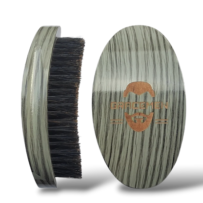 Gracemen Wave Brush 360 Grooming Brush for Wave Hairs Gray Finish Wooden Handle Men's Beard Brush