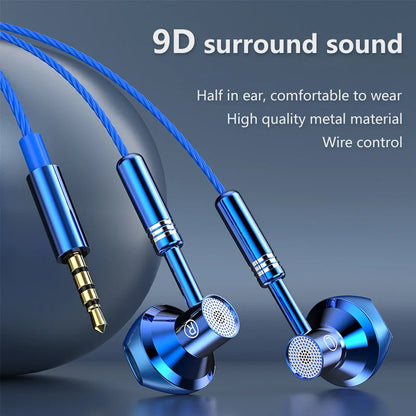 Falcon 3.5mm High Quality Metal Wire control Headset HIFI Stereo Comfortable Music Earphones with Mic Handsfree Call For Phones