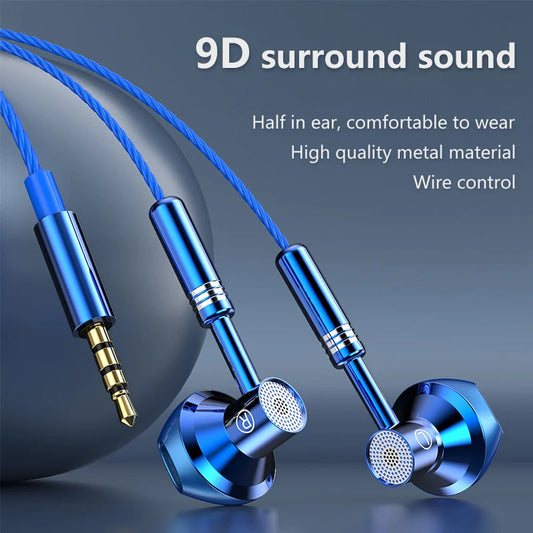 Falcon 3.5mm High Quality Metal Wire control Headset HIFI Stereo Comfortable Music Earphones with Mic Handsfree Call For Phones